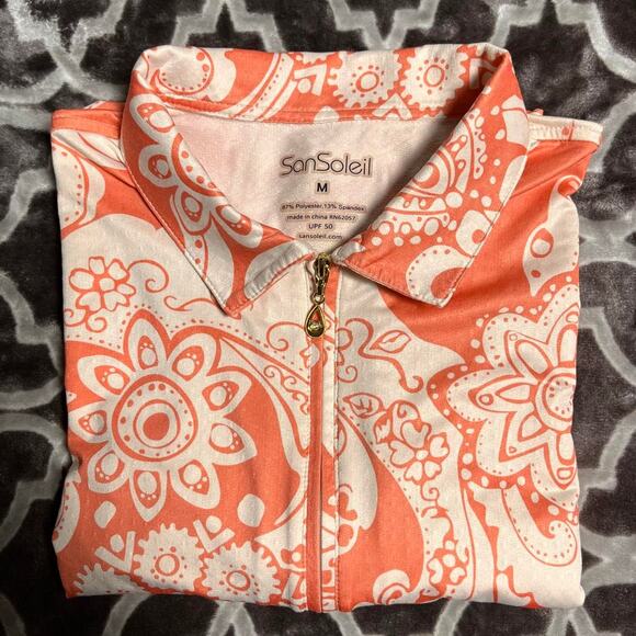 San Soleil Vented 1/4 Zip Collar Women's Medium Long Sleeve Stretch UPF 50 Golf - Picture 9 of 9